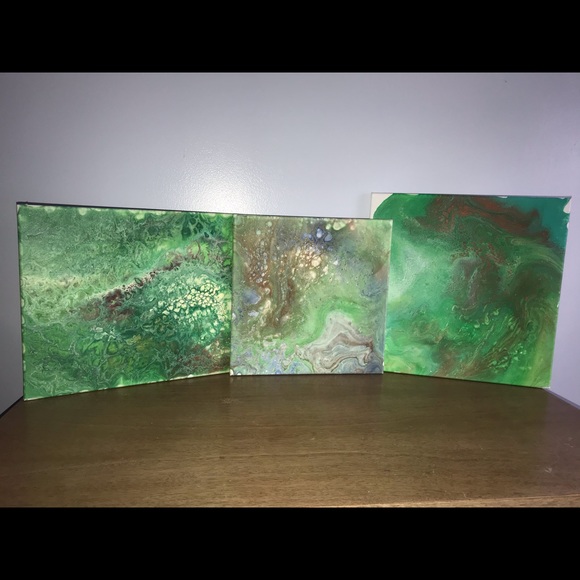 “Green Tunnels” Flow Art(3 piece set)